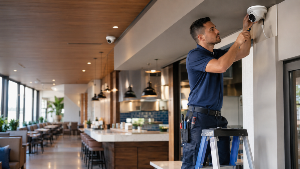 Security camera systems installed in a South Florida restaurant